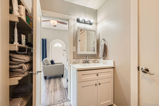 341 High St, Black Hawk, CO 80422 - bathroom with vanity and wood finished floors