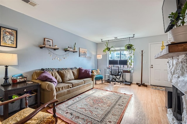 living room featuring light hardwood / wood-style floors