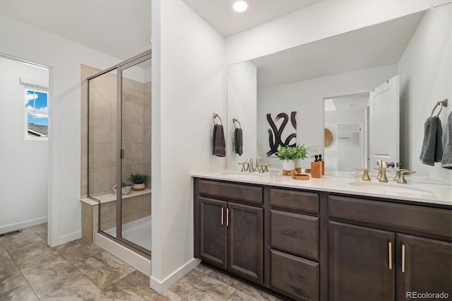 17848 Gallup St, Broomfield, CO 80023 - full bath featuring double vanity and a shower stall