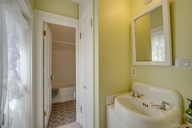 bathroom with tile patterned floors and separate shower and tub