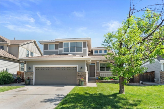 9290 Melborne Ct, Parker, CO 80134 - view of front facade with concrete driveway and stone siding