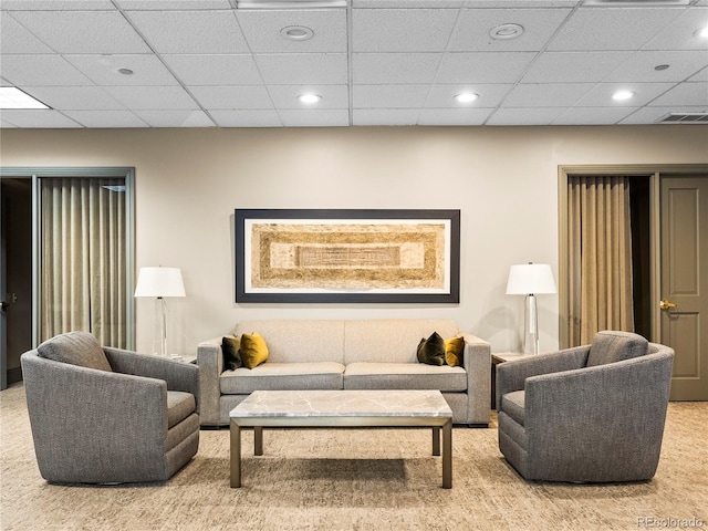 400 E 3rd Ave Unit 305, Denver, CO 80203 - carpeted living area with recessed lighting and a drop ceiling