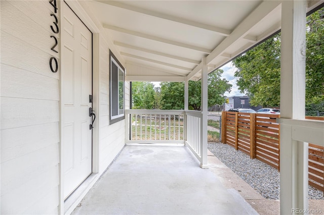 view of patio featuring covered porch