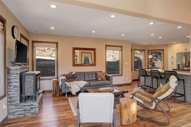 living room featuring light hardwood / wood-style flooring