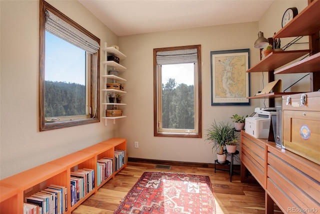 living area featuring light hardwood / wood-style flooring