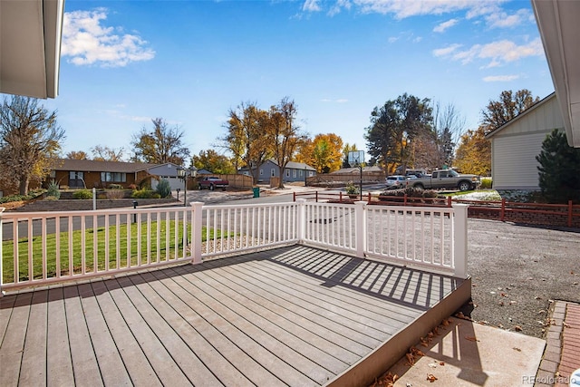 deck with a residential view