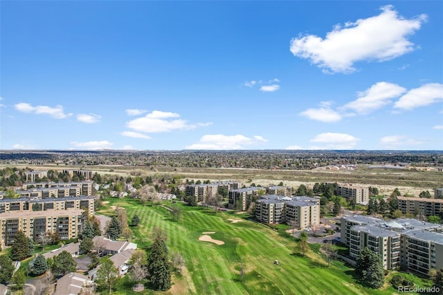 birds eye view of property featuring golf course view