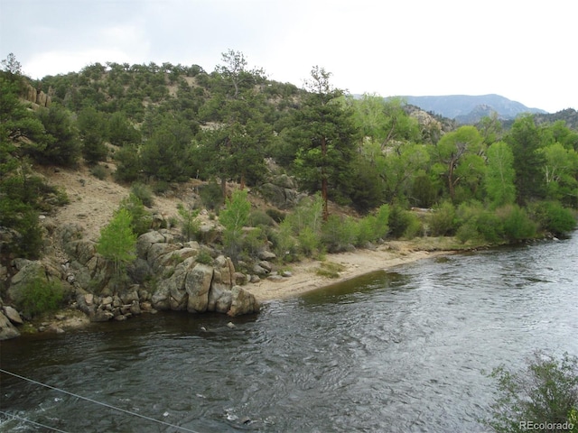 view of water feature with a mountain view