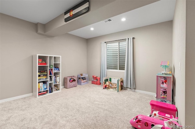 game room featuring carpet flooring