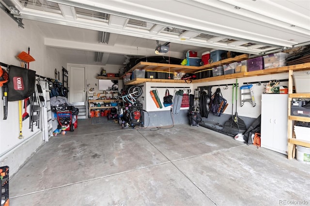 garage featuring a workshop area