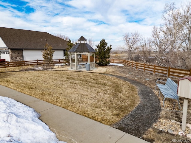 view of yard with a gazebo