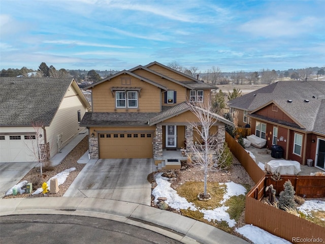 craftsman house with a garage