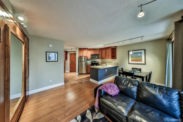 310 Iron Horse Way Unit D5034, Winter Park, CO 80482 - living room with light wood-type flooring, track lighting, and baseboards