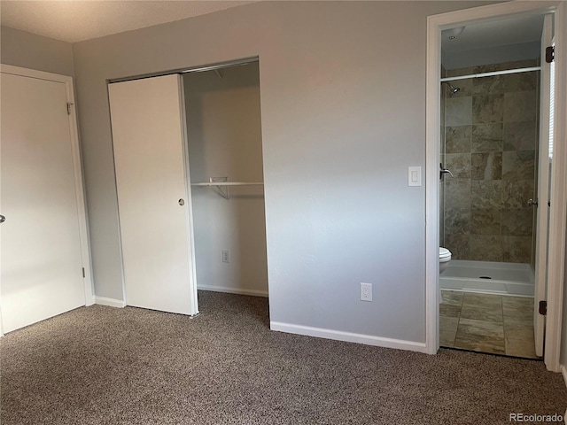 2617 S Cimarron St, Aurora, CO 80014 - unfurnished bedroom featuring carpet floors, a closet, baseboards, and ensuite bath