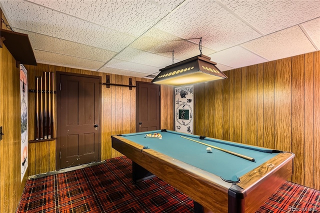 10247 W Arkansas Ave, Lakewood, CO 80232 - playroom featuring wood walls, billiards, and a drop ceiling