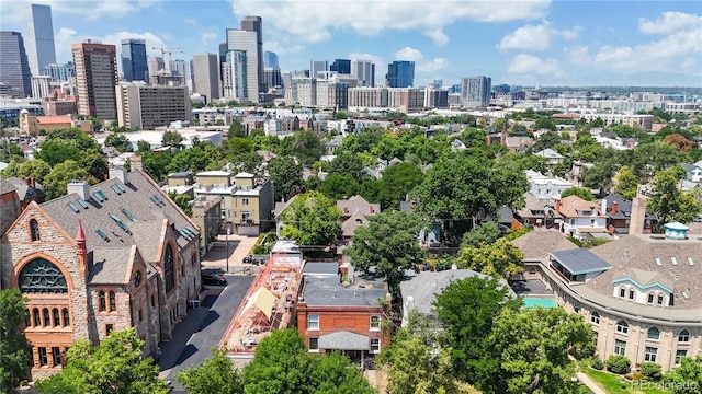 aerial view featuring a city view