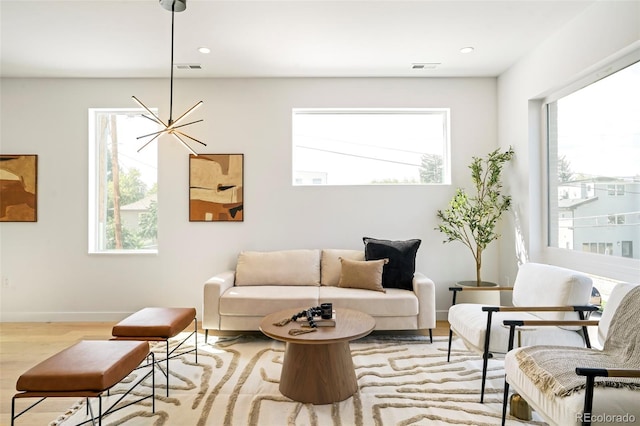 living room featuring light hardwood / wood-style floors