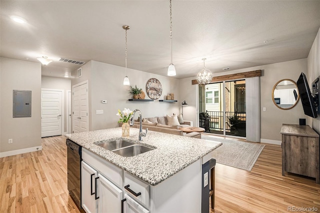 15274 W 64th Ln Unit 206, Arvada, CO 80007 - kitchen with a sink, dishwasher, baseboards, visible vents, and electric panel