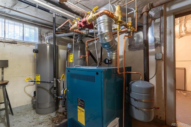 utility room featuring gas water heater