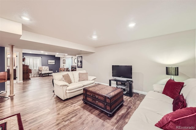 living room with hardwood / wood-style floors