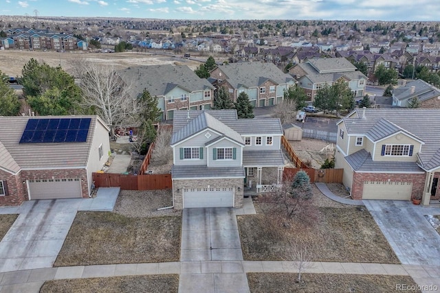 bird's eye view with a residential view