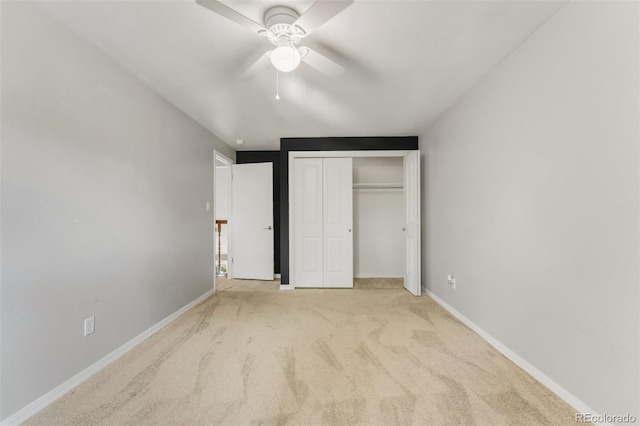 445 Wintery Cir, Colorado Springs, CO 80919 - unfurnished bedroom with carpet floors, a closet, baseboards, and a ceiling fan
