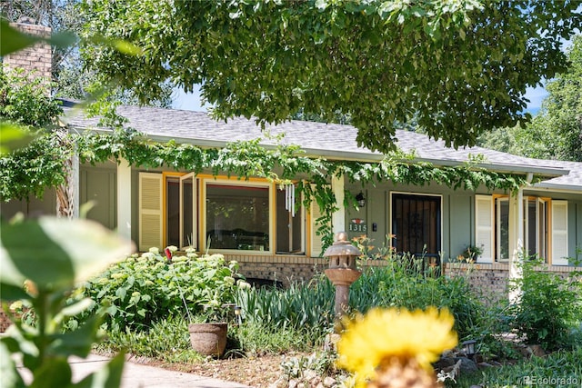 1315 Tipperary St, Boulder, CO 80303 - rear view of property featuring covered porch, a shingled roof, and brick siding