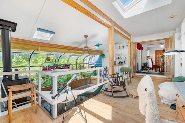1315 Tipperary St, Boulder, CO 80303 - interior space with a skylight, healthy amount of natural light, wood finished floors, and ceiling fan