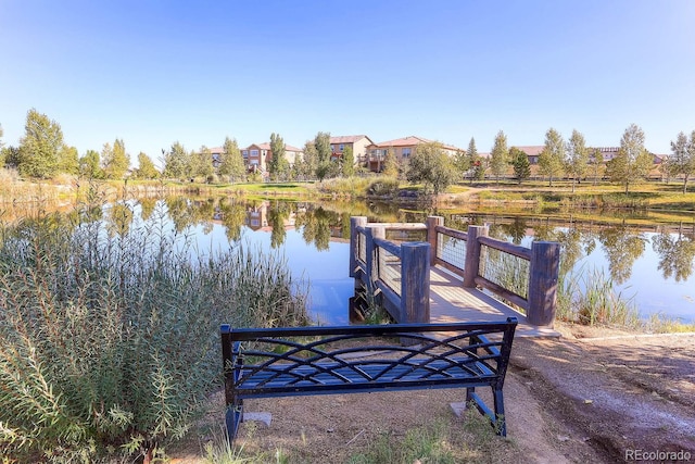 dock area featuring a water view