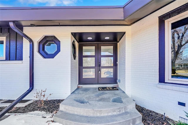 doorway to property with french doors