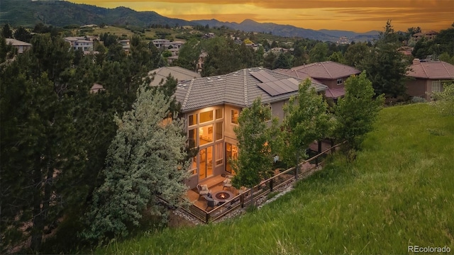 6338 Spotted Fawn Run, Littleton, CO 80125 - aerial view at dusk of a mountain view
