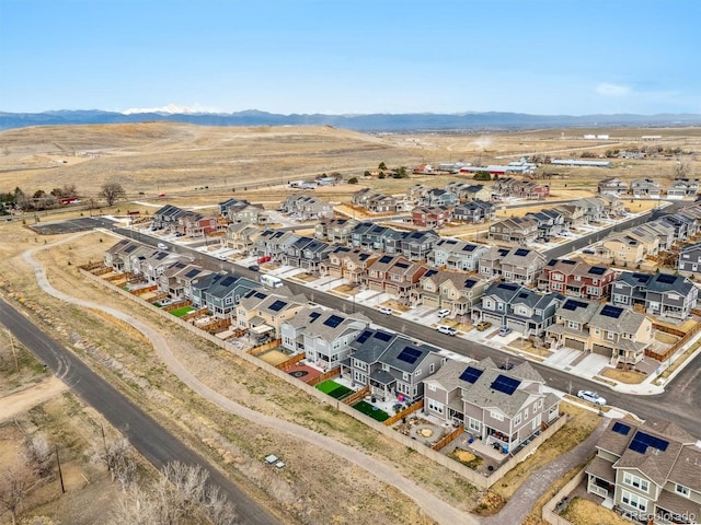 aerial view with a residential view and a mountain view