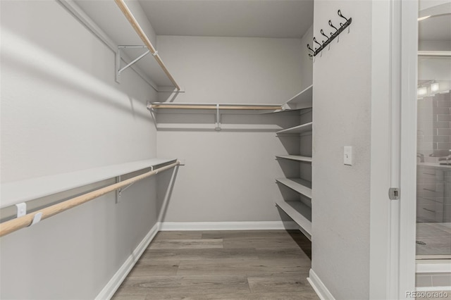 spacious closet with wood finished floors