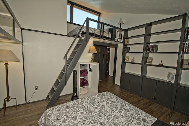 10 Baca Meadows Townhome Rd, Crestone, CO 81131 - bedroom featuring dark wood-style floors and high vaulted ceiling