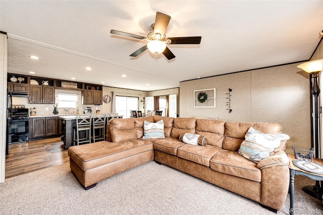6201 S Vanderhoof St, Bennett, CO 80102 - living room with ceiling fan, recessed lighting, and wood finished floors
