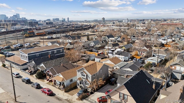 aerial view with a city view