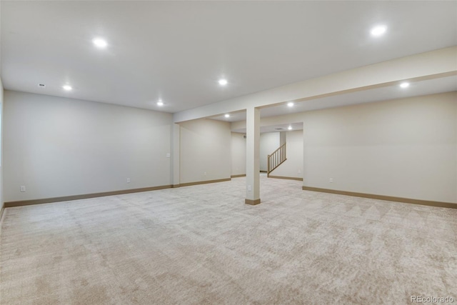 24593 E 34th Ave, Aurora, CO 80019 - finished below grade area featuring recessed lighting, carpet floors, and baseboards