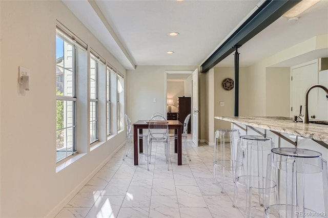 interior space featuring plenty of natural light and sink