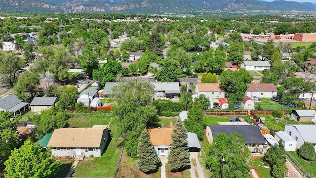 1930 S Prospect Ave, Colorado Springs, CO 80905 - aerial view of property and surrounding area featuring mountains and nearby suburban area