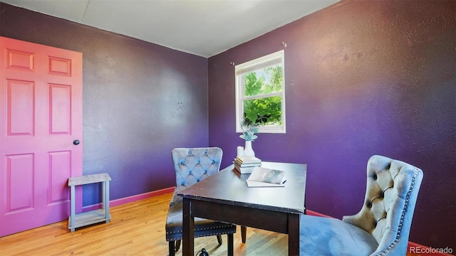 1930 S Prospect Ave, Colorado Springs, CO 80905 - office area with wood finished floors, baseboards, and a textured wall