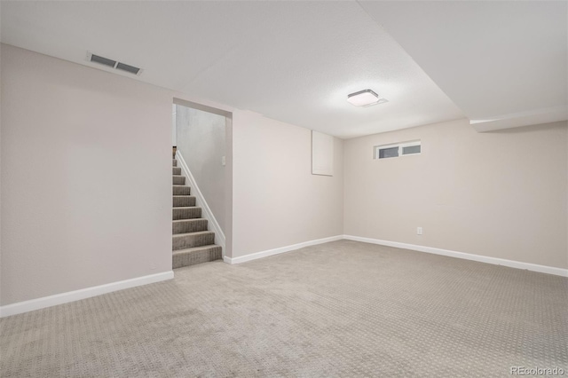 basement with carpet