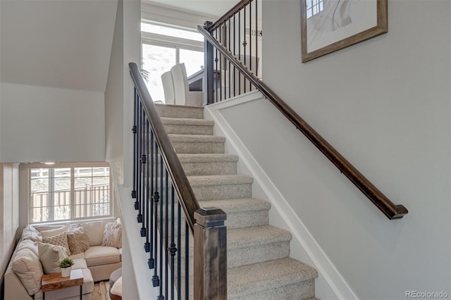 1193 Highview Dr, Erie, CO 80516 - stairs featuring healthy amount of natural light and a towering ceiling