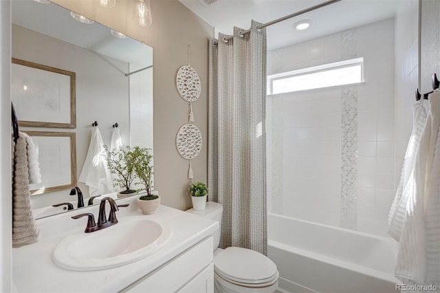 1193 Highview Dr, Erie, CO 80516 - bathroom with vanity, shower / tub combo, and toilet