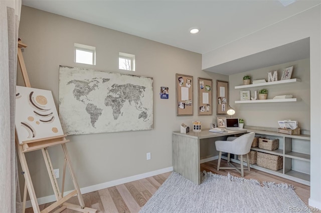 1193 Highview Dr, Erie, CO 80516 - office area with wood finished floors, recessed lighting, and baseboards