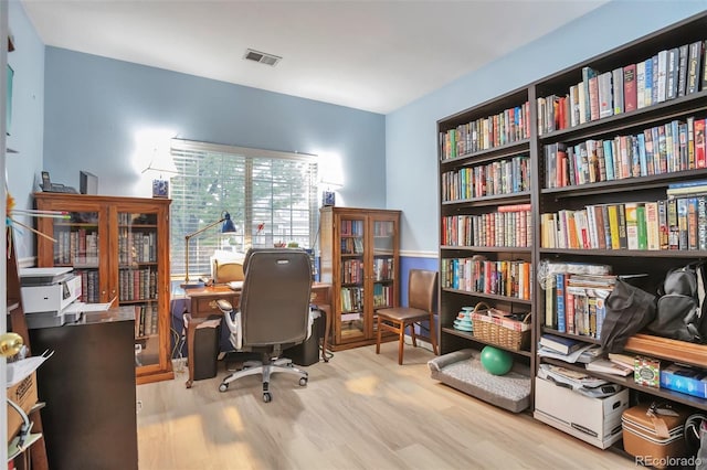 office area featuring wood finished floors