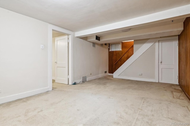 869 S Williams St, Denver, CO 80209 - finished basement featuring carpet, baseboards, and stairway