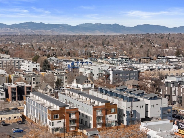 city view with a mountain backdrop