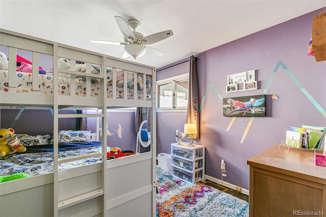 bedroom featuring ceiling fan