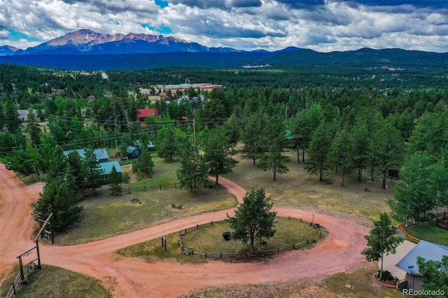 aerial view with a mountain view