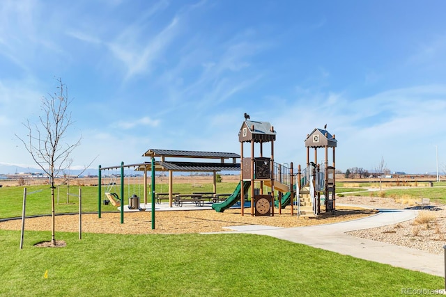 communal playground with a yard